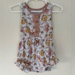 Floral and Bee Bamboo Bubble Romper